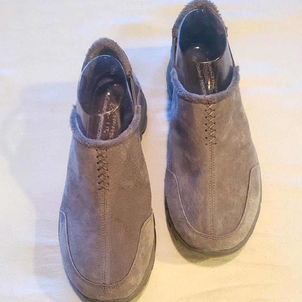 Skechers Relaxed Fit Air Cooled Memory Foam‎ Sz. 10 Slipon Gray Suede Shoes
